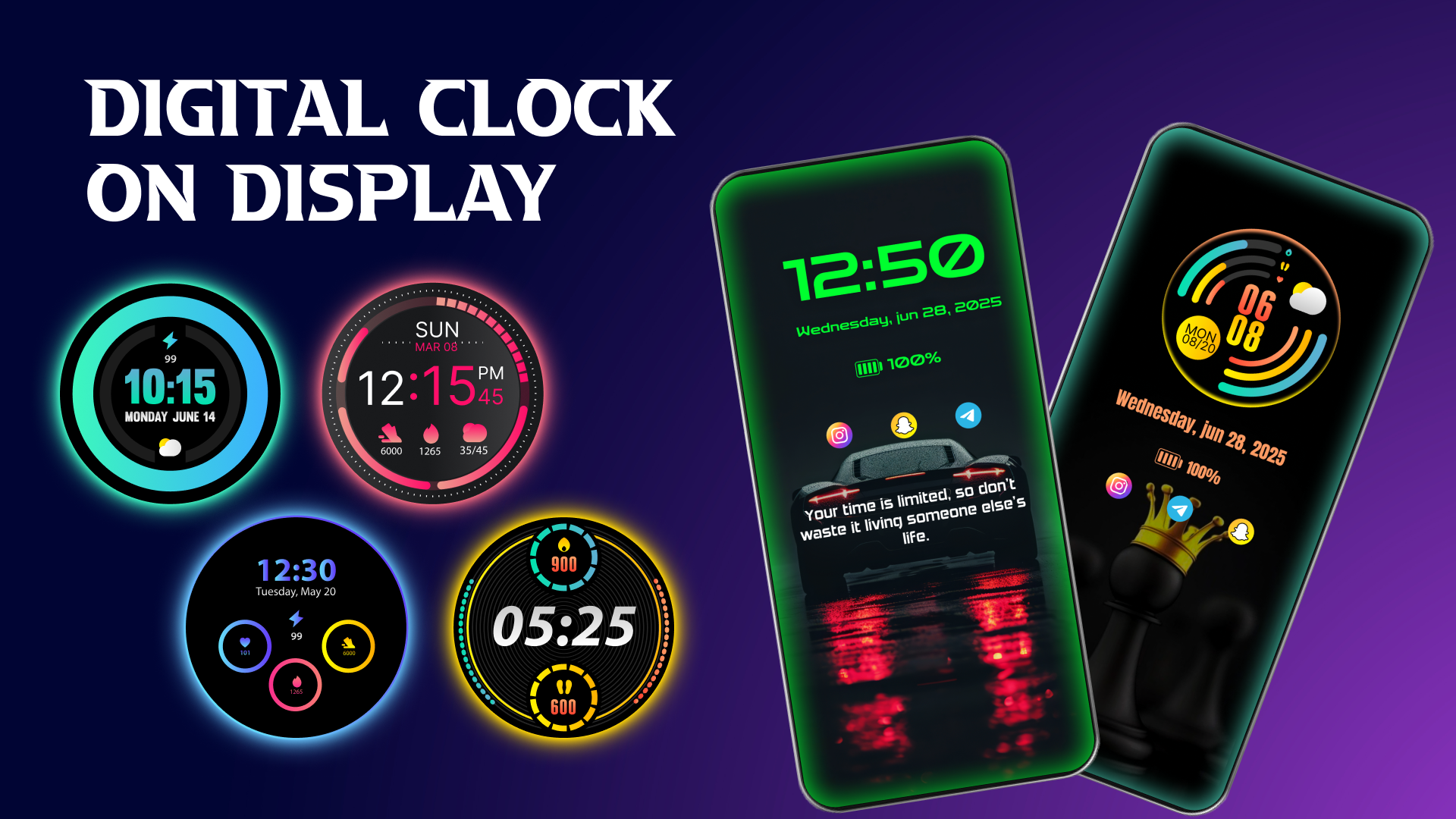 اسکرین شات 3 برنامه Always on display clock widget