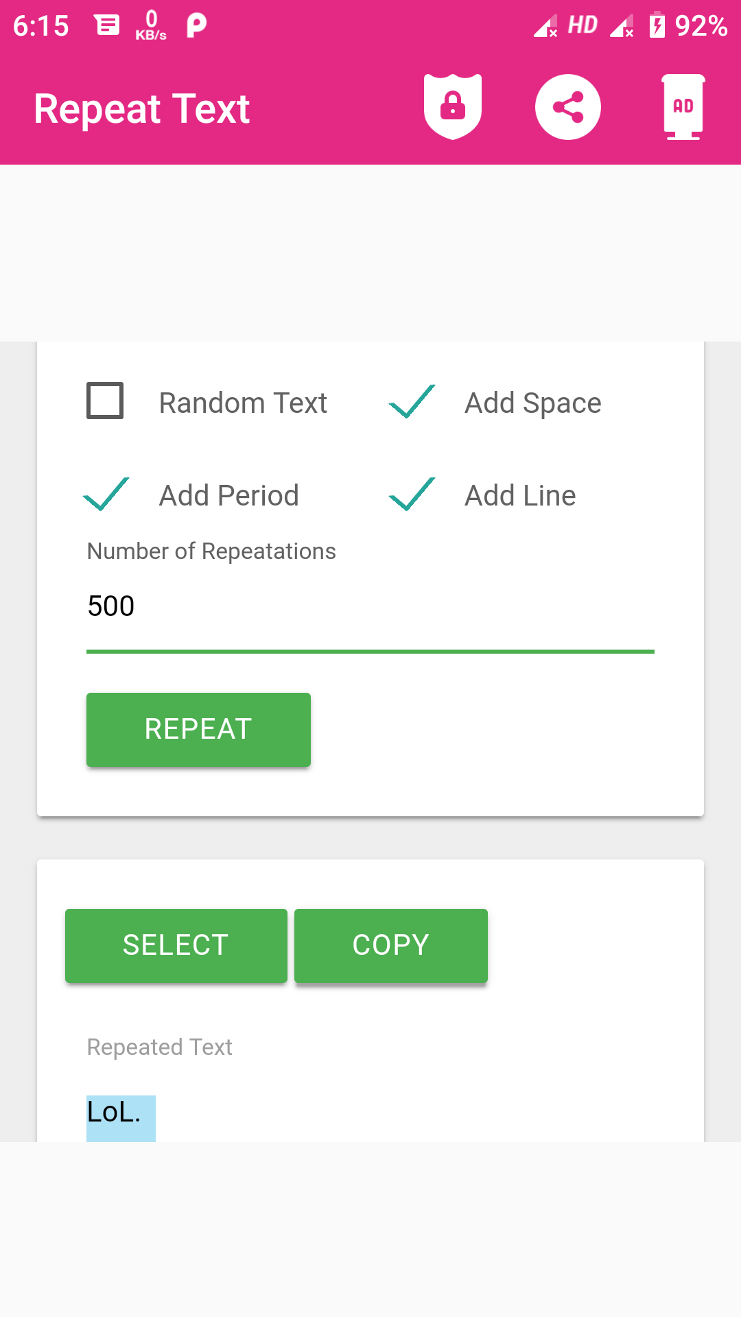 اسکرین شات 3 برنامه Repeat Text