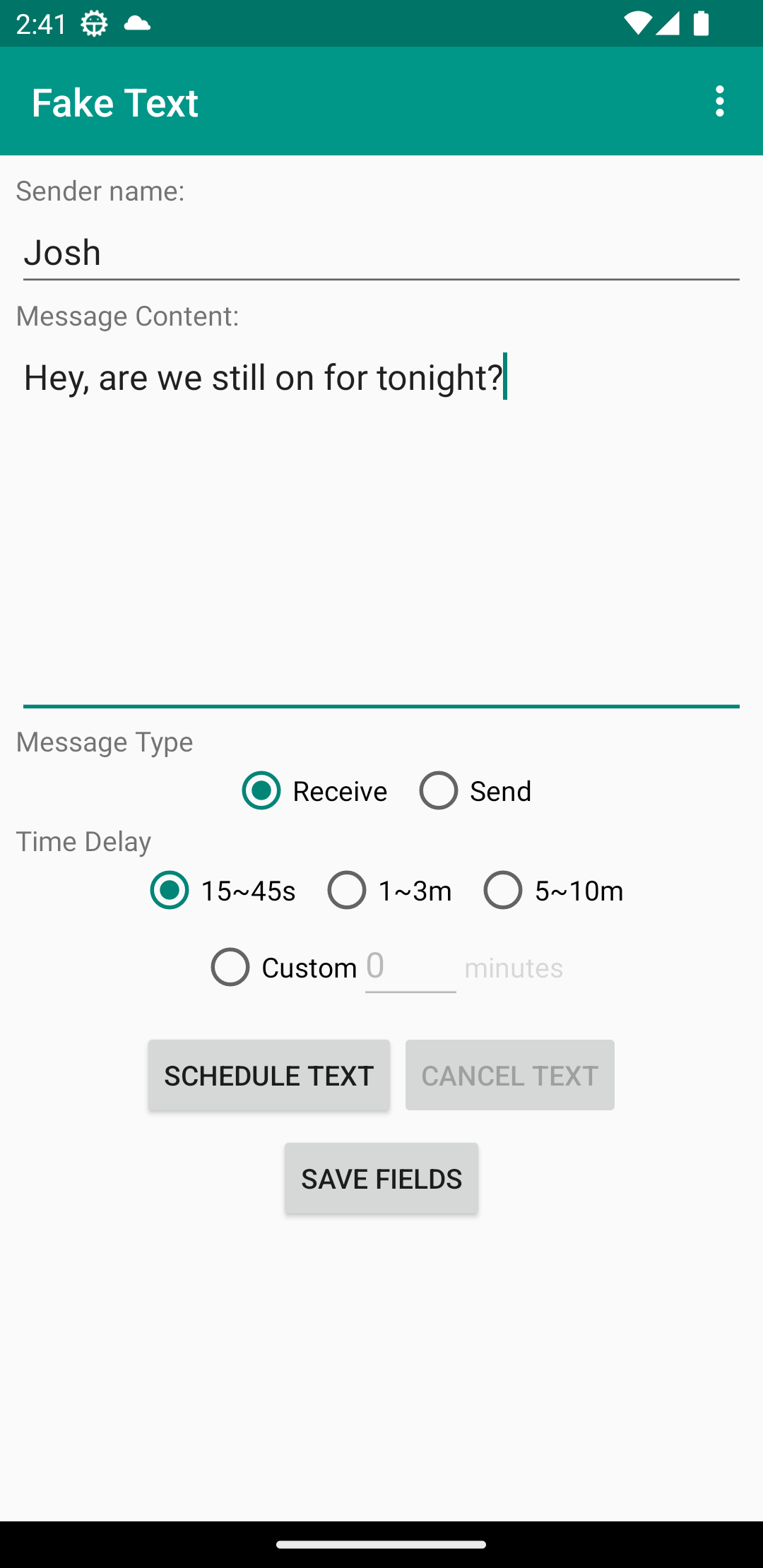 اسکرین شات 1 برنامه Fake Text Message