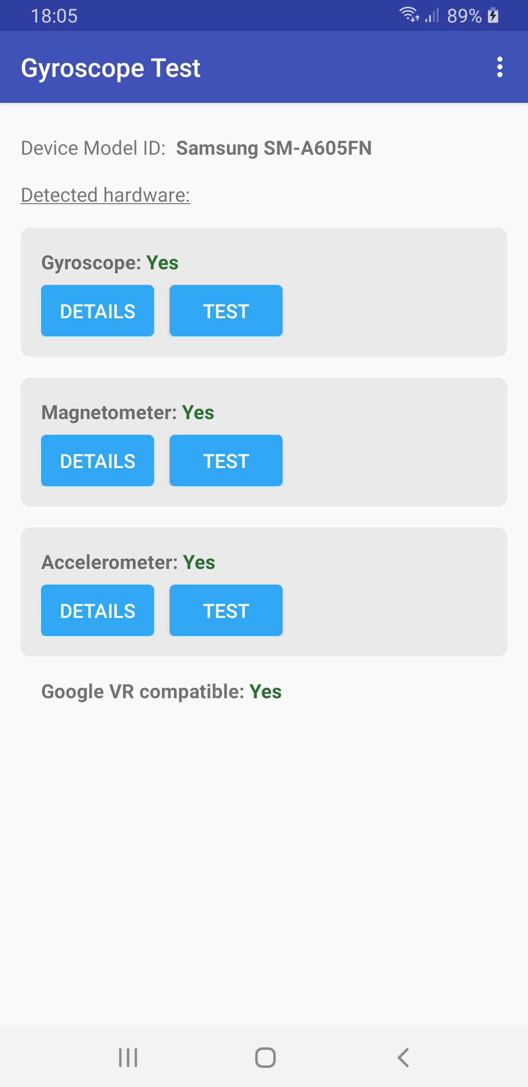 اسکرین شات 1 برنامه Gyroscope Test