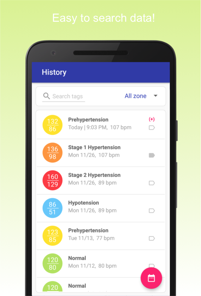 اسکرین شات 5 برنامه Blood Pressure Diary