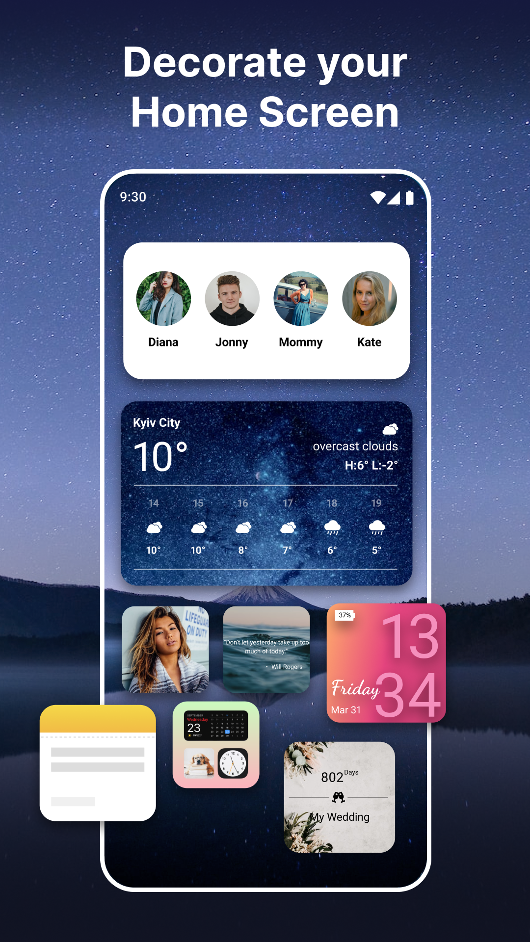 اسکرین شات 1 برنامه Widgets OS 17 - Color Widgets