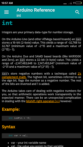 اسکرین شات 5 برنامه Arduino Language Reference