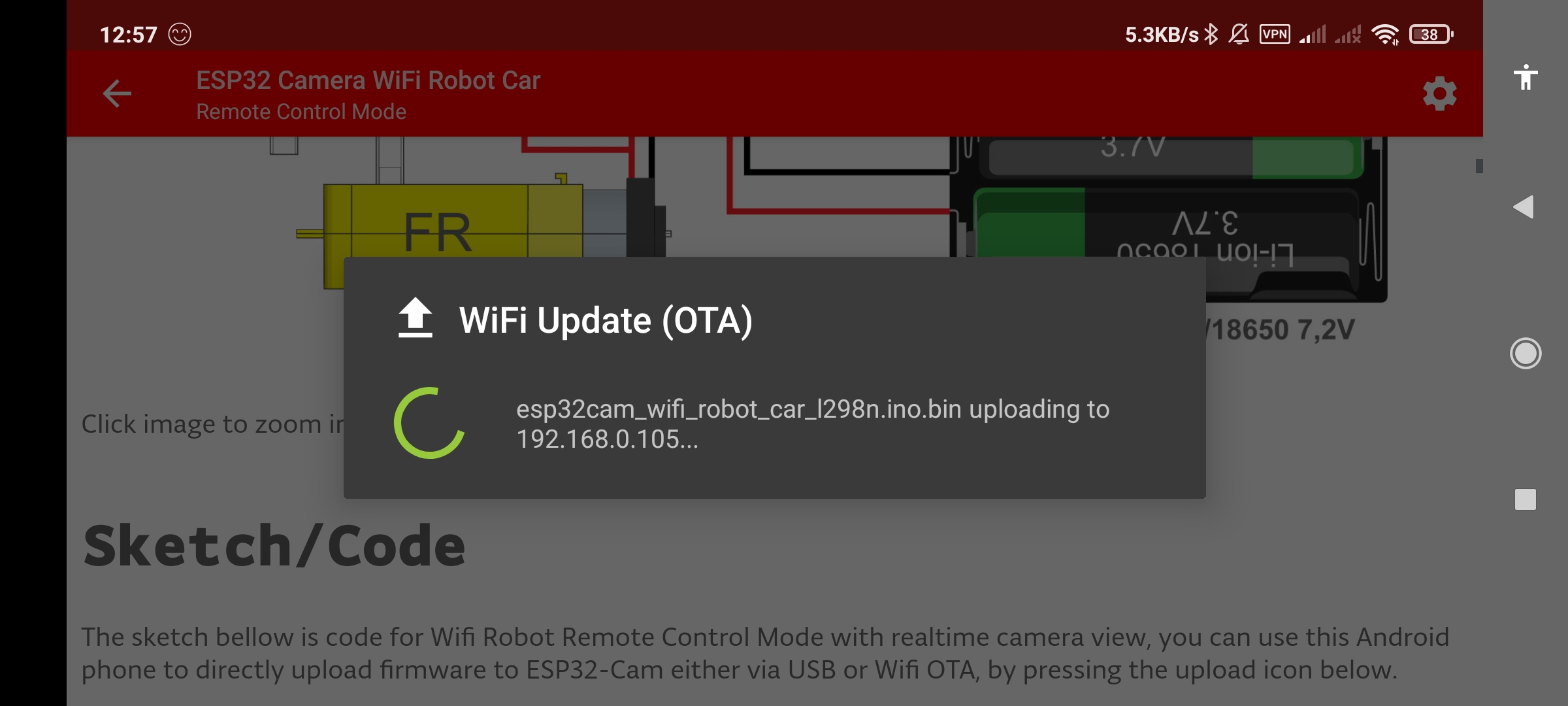 اسکرین شات 5 برنامه ESP32 Camera Wifi Robot Car