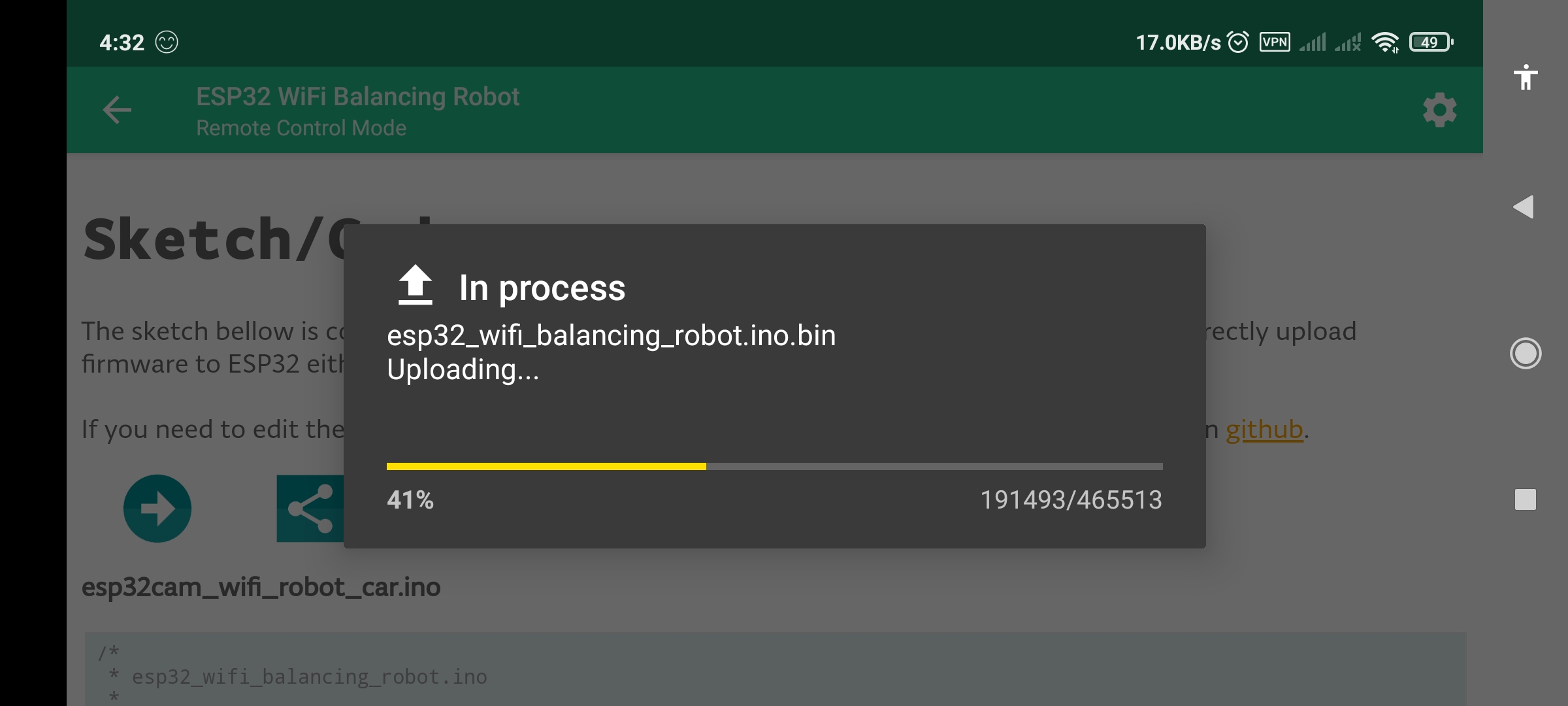 اسکرین شات 4 برنامه ESP32 Wifi Balancing Robot