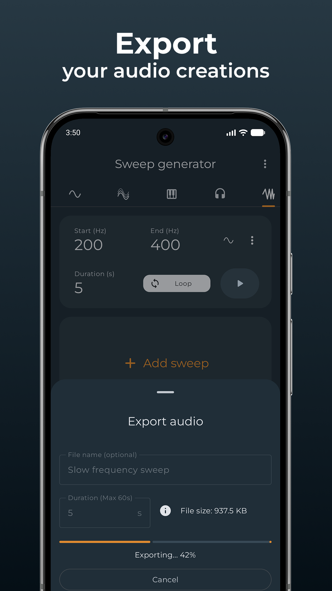 اسکرین شات 5 برنامه Frequency Sound Generator