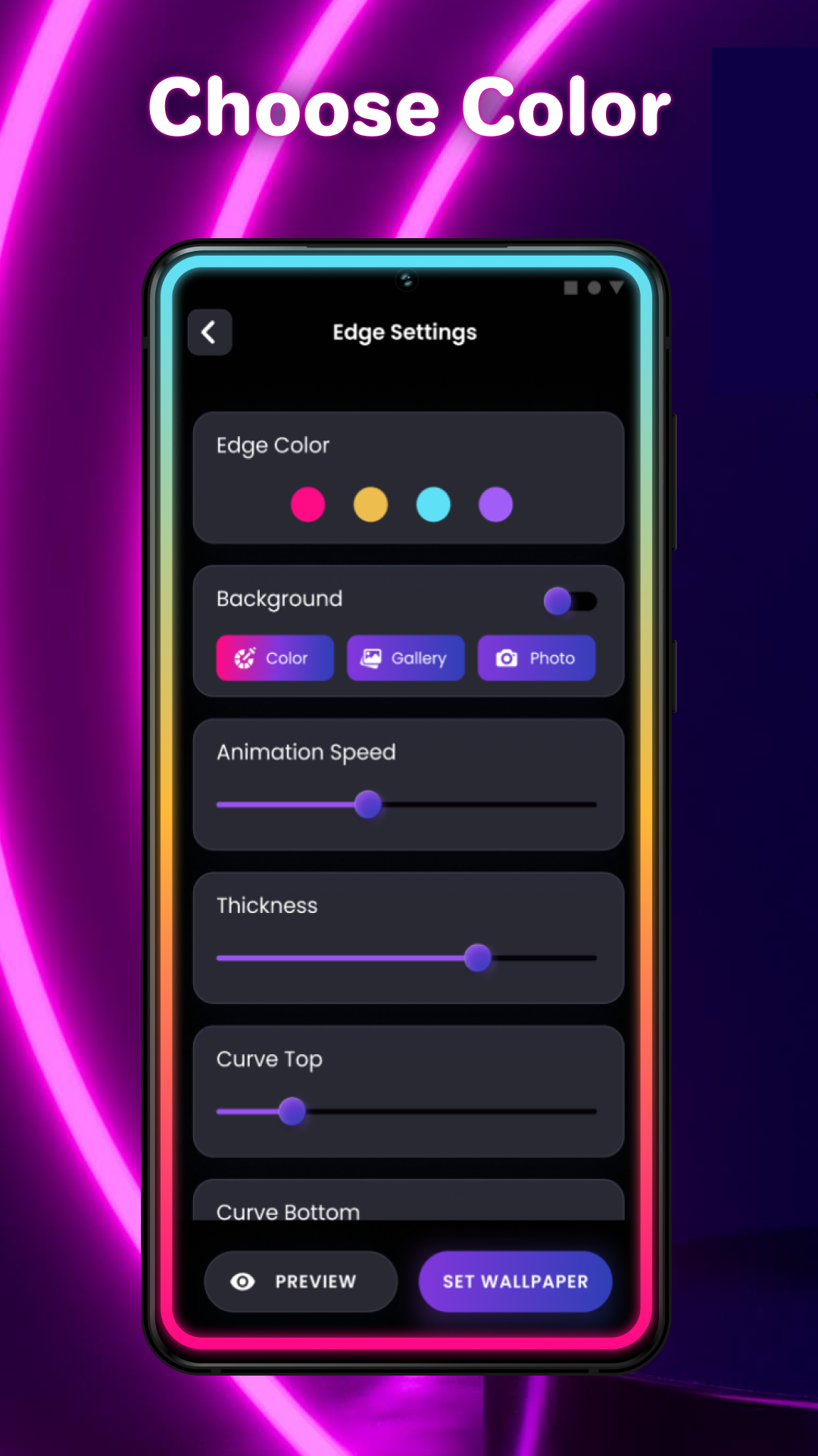 اسکرین شات 2 برنامه Edge Lighting Round Light RGB