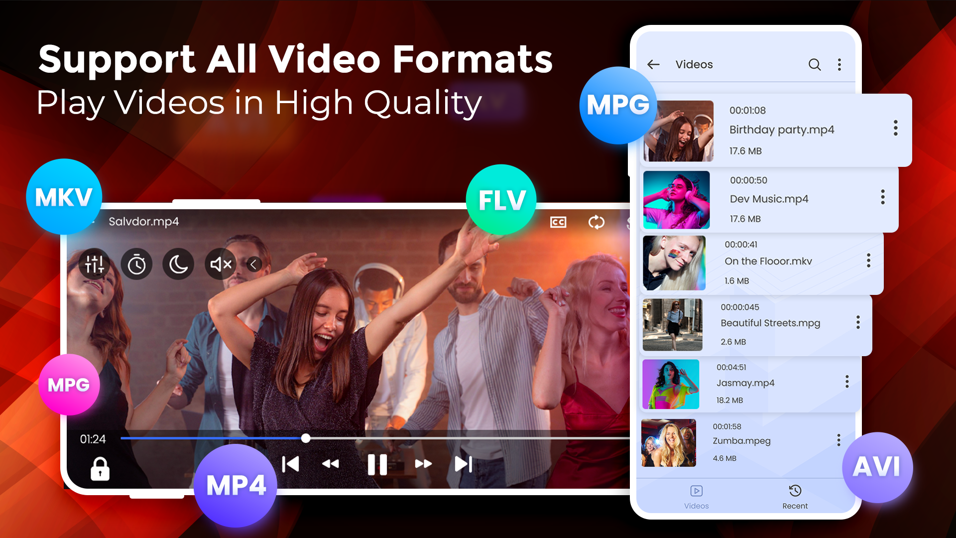 اسکرین شات 1 برنامه All Video Player Media Player