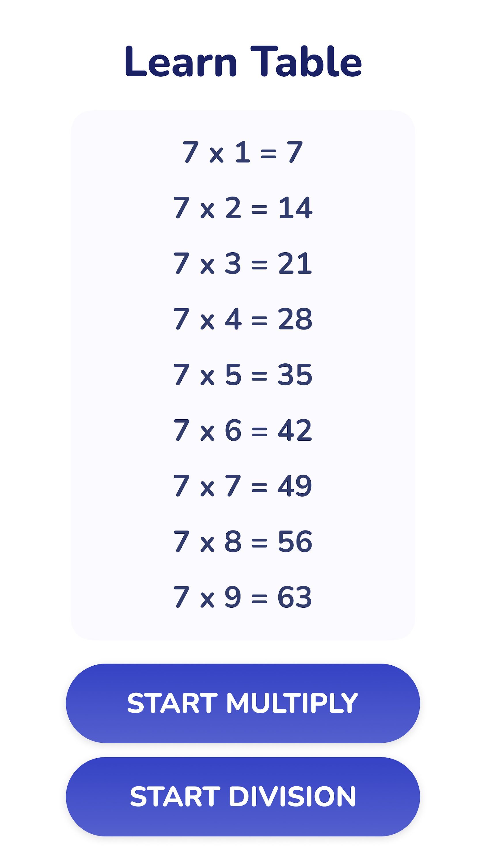 اسکرین شات 2 بازی Times Tables - Multiplication