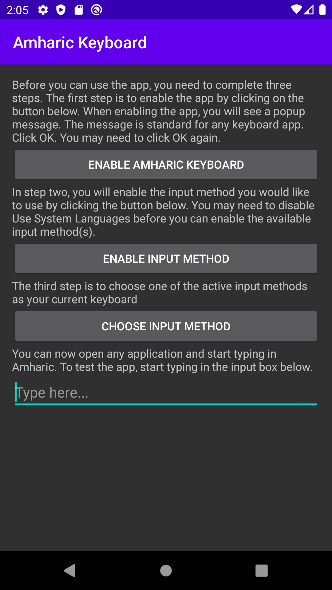 اسکرین شات 1 برنامه Amharic Keyboard