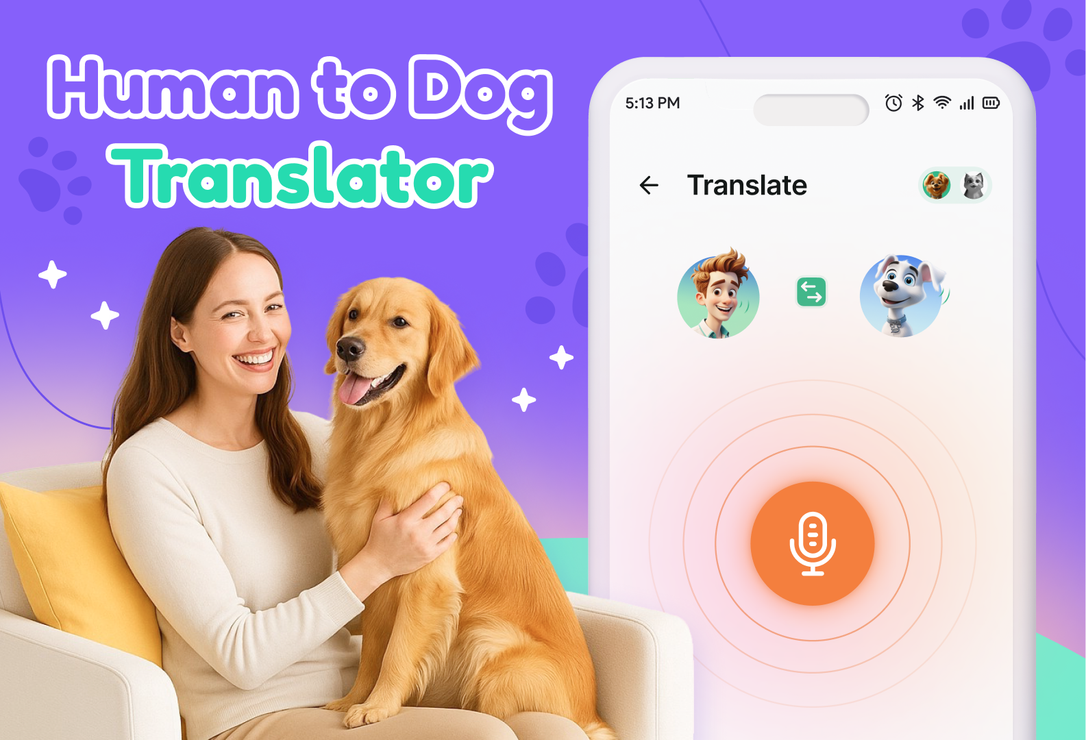اسکرین شات 1 برنامه Human to Dog Translator