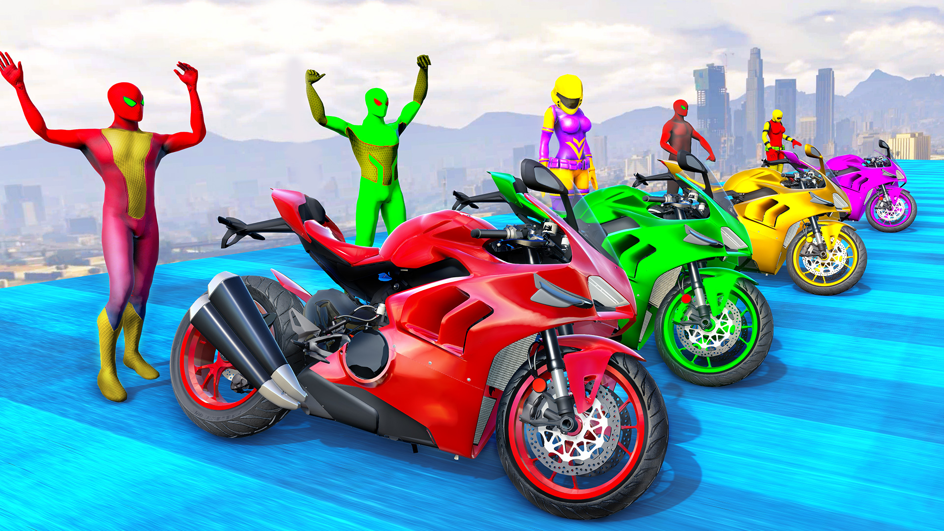 اسکرین شات 6 برنامه Superhero Game: Ramp Car Stunt
