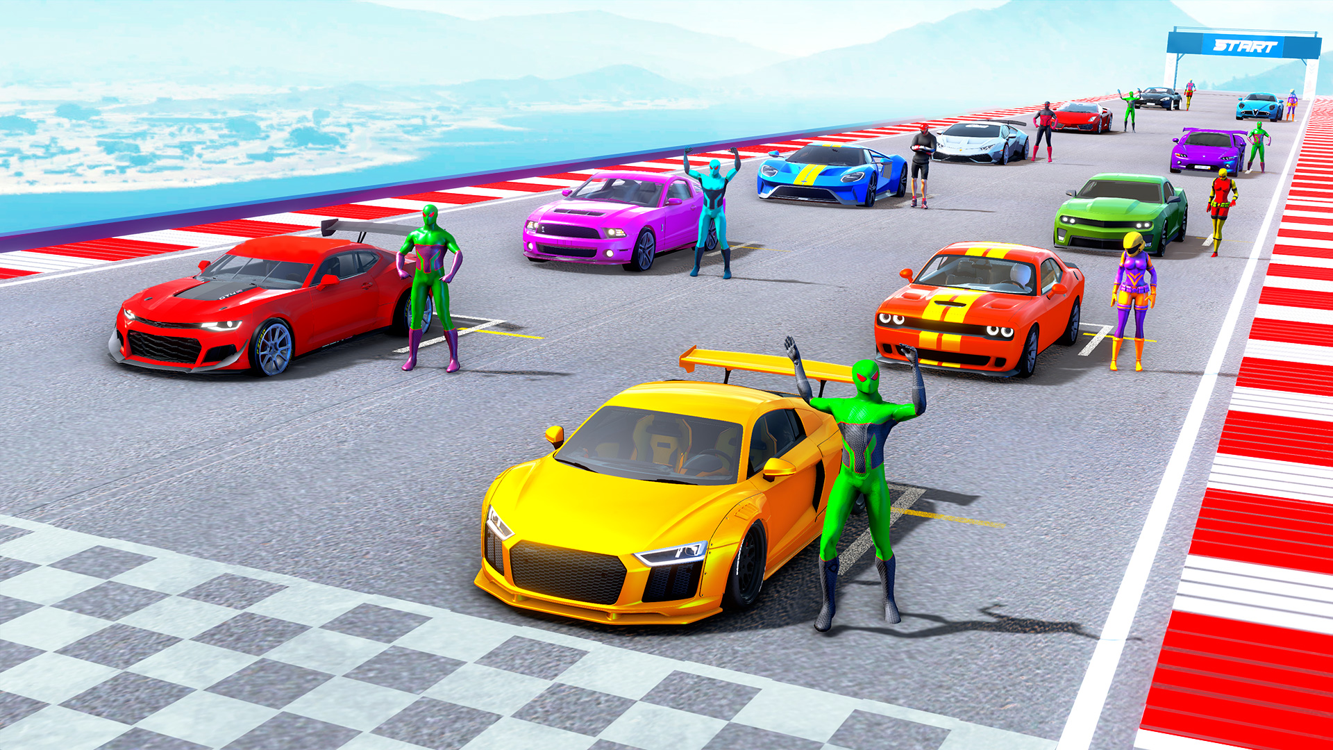 اسکرین شات 8 برنامه Superhero Game: Ramp Car Stunt