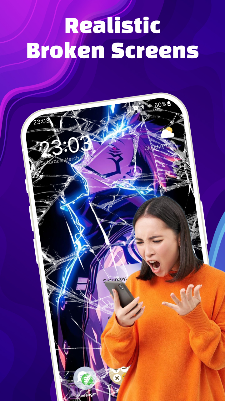 اسکرین شات 2 برنامه Broken Screen 4K Funny Pranks