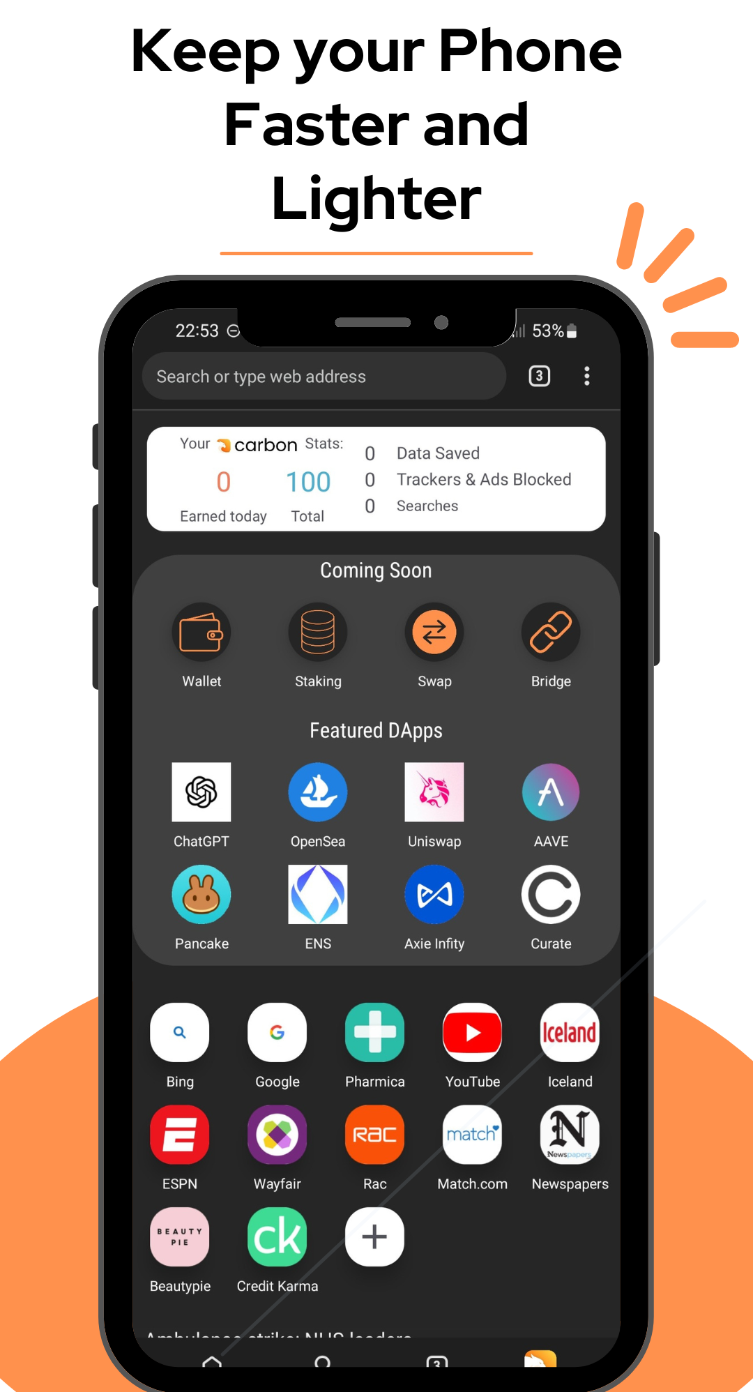 اسکرین شات 1 برنامه Carbon: Super Fast Browser