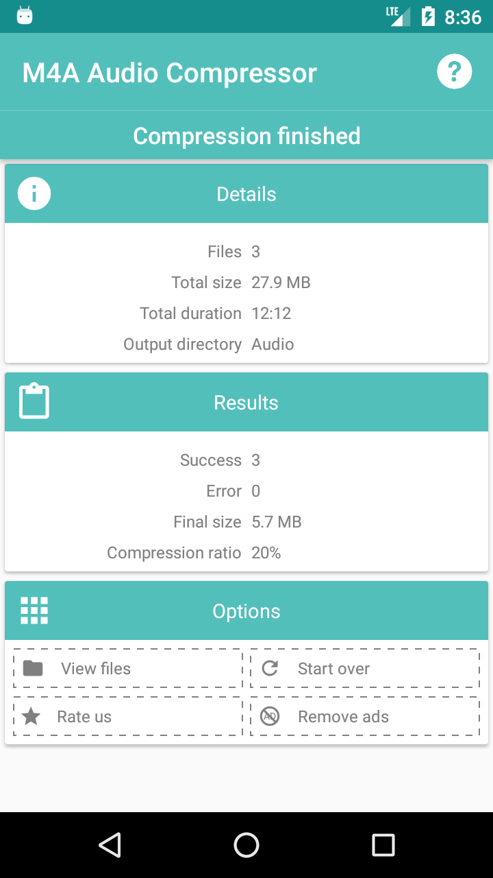 اسکرین شات 6 برنامه M4A Audio Compressor
