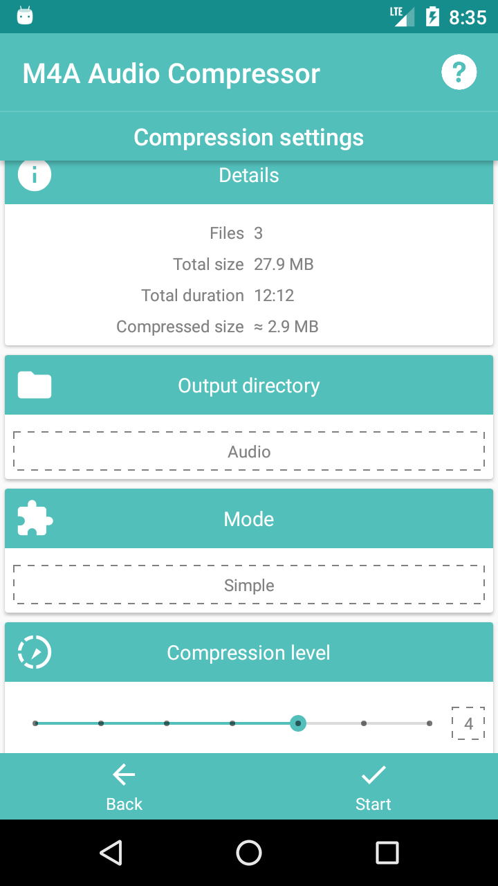 اسکرین شات 2 برنامه M4A Audio Compressor