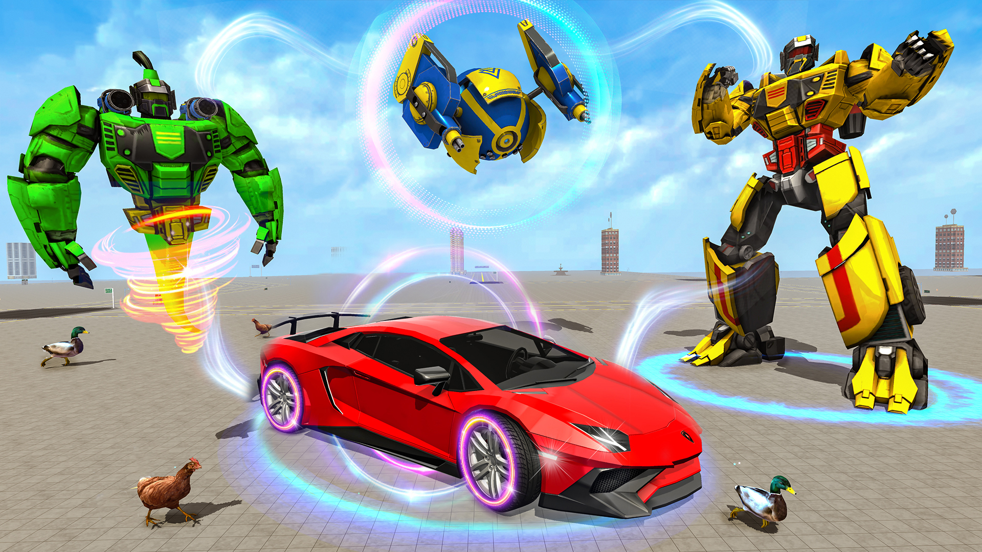 اسکرین شات 3 برنامه Flying Robot Car Game