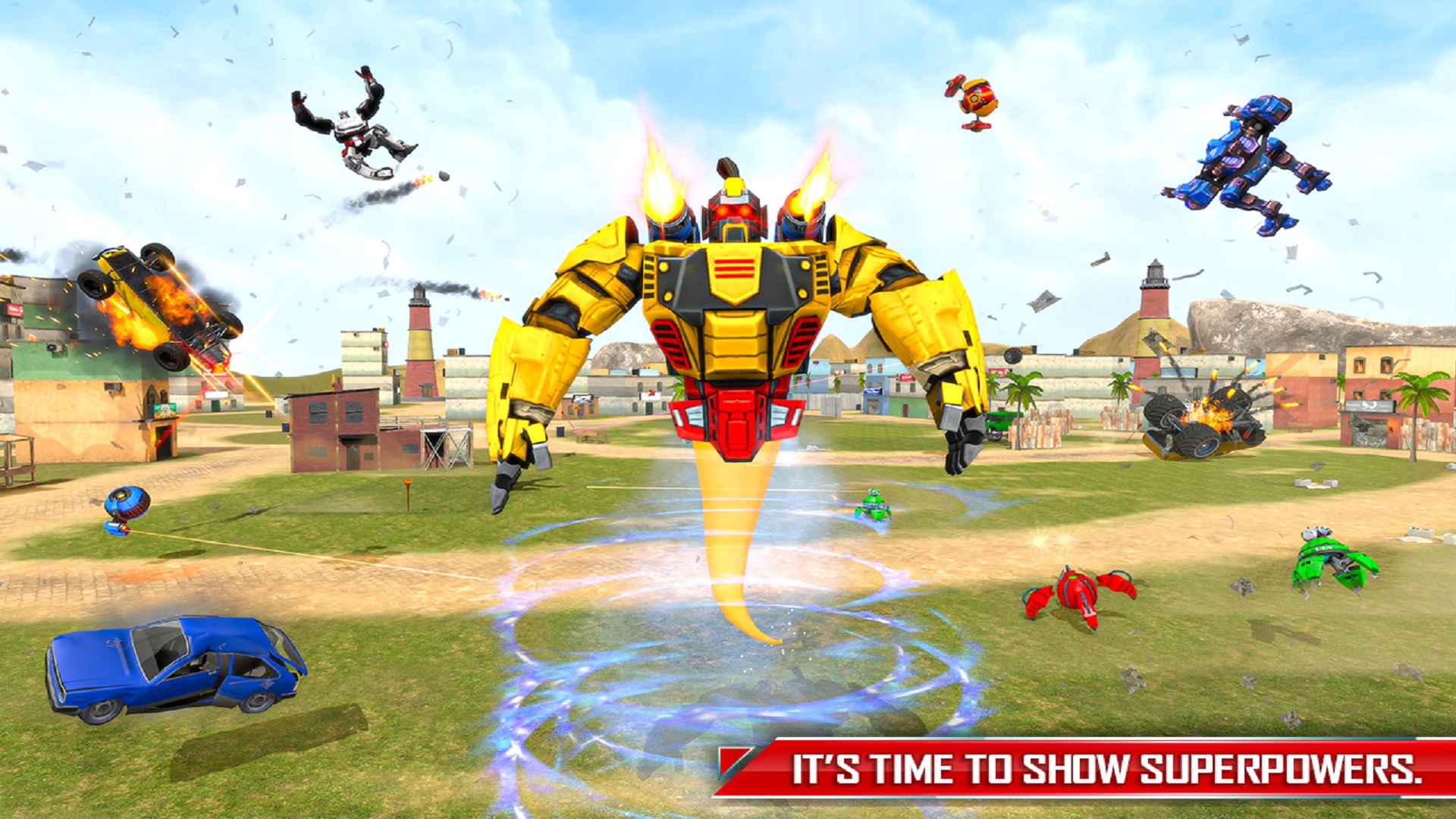 اسکرین شات 7 برنامه Flying Robot Car Game
