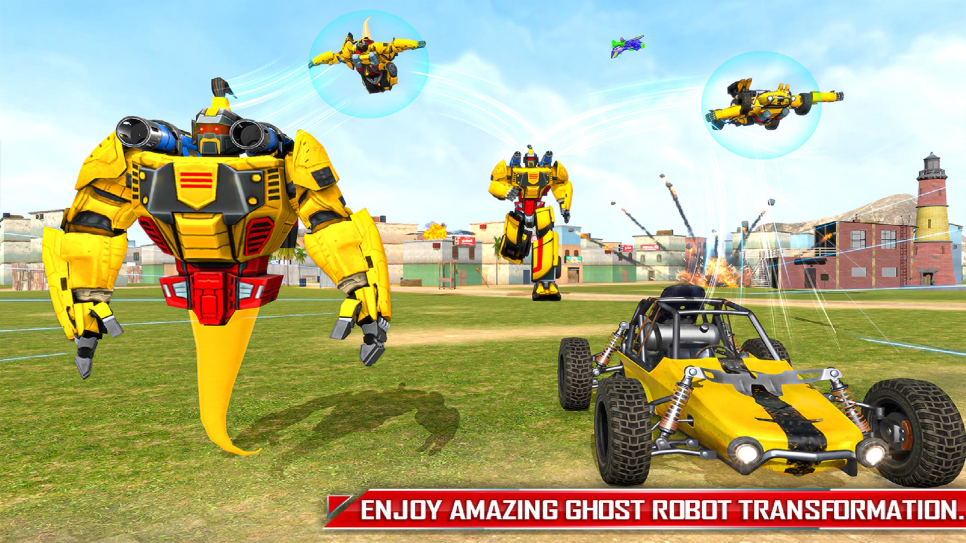 اسکرین شات 4 برنامه Flying Robot Car Game