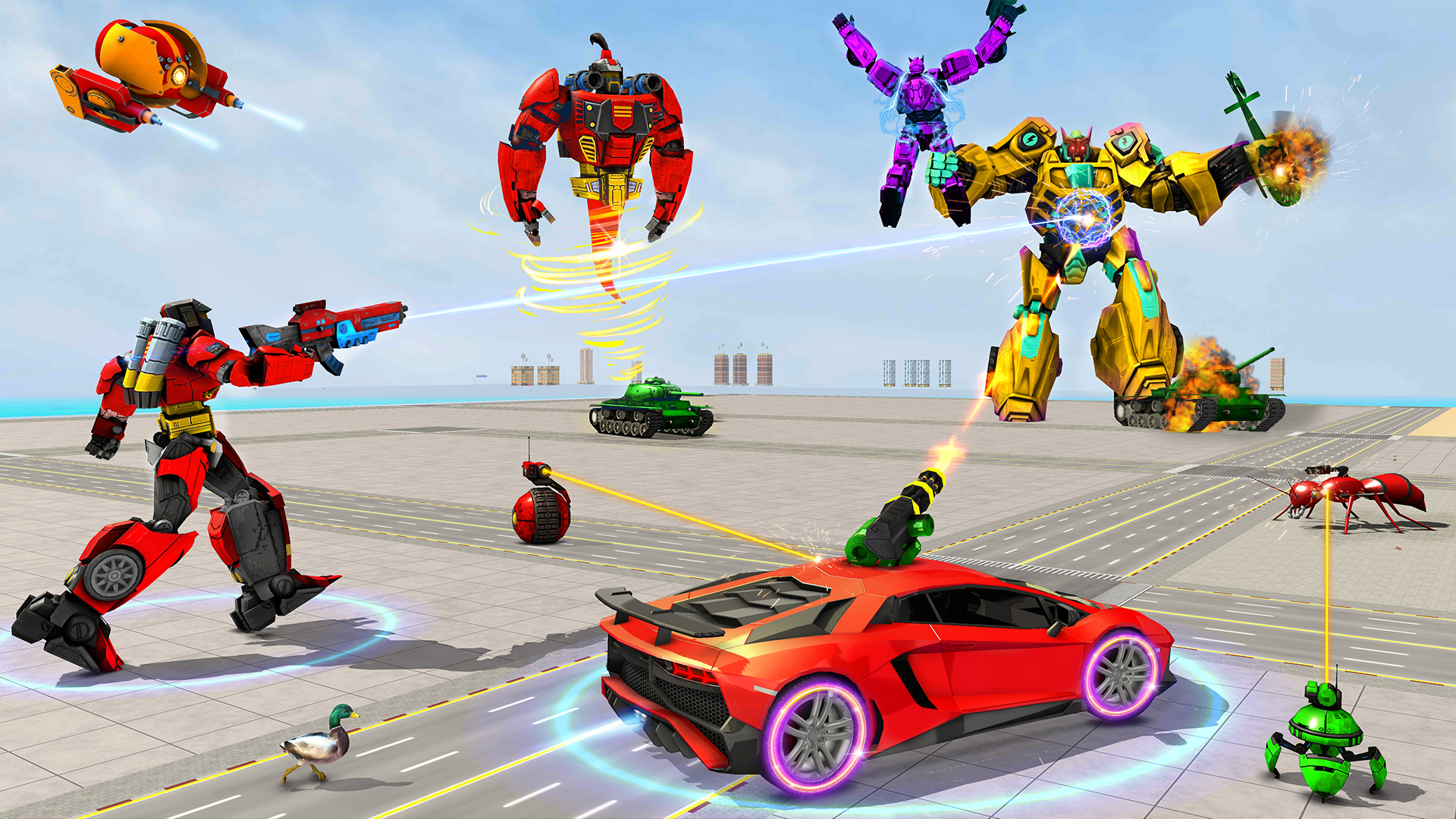 اسکرین شات 5 برنامه Flying Robot Car Game