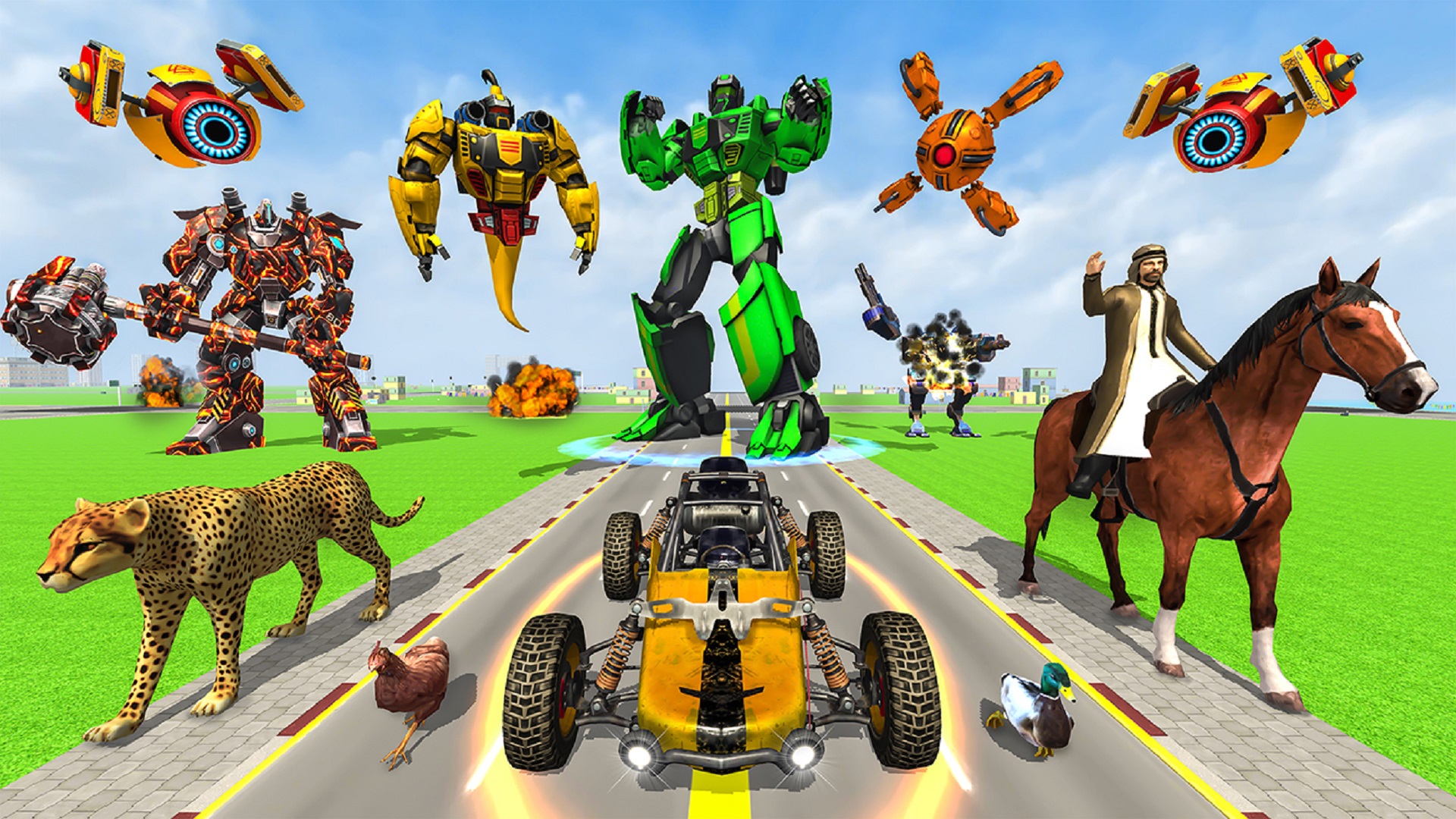 اسکرین شات 1 برنامه Flying Robot Car Game