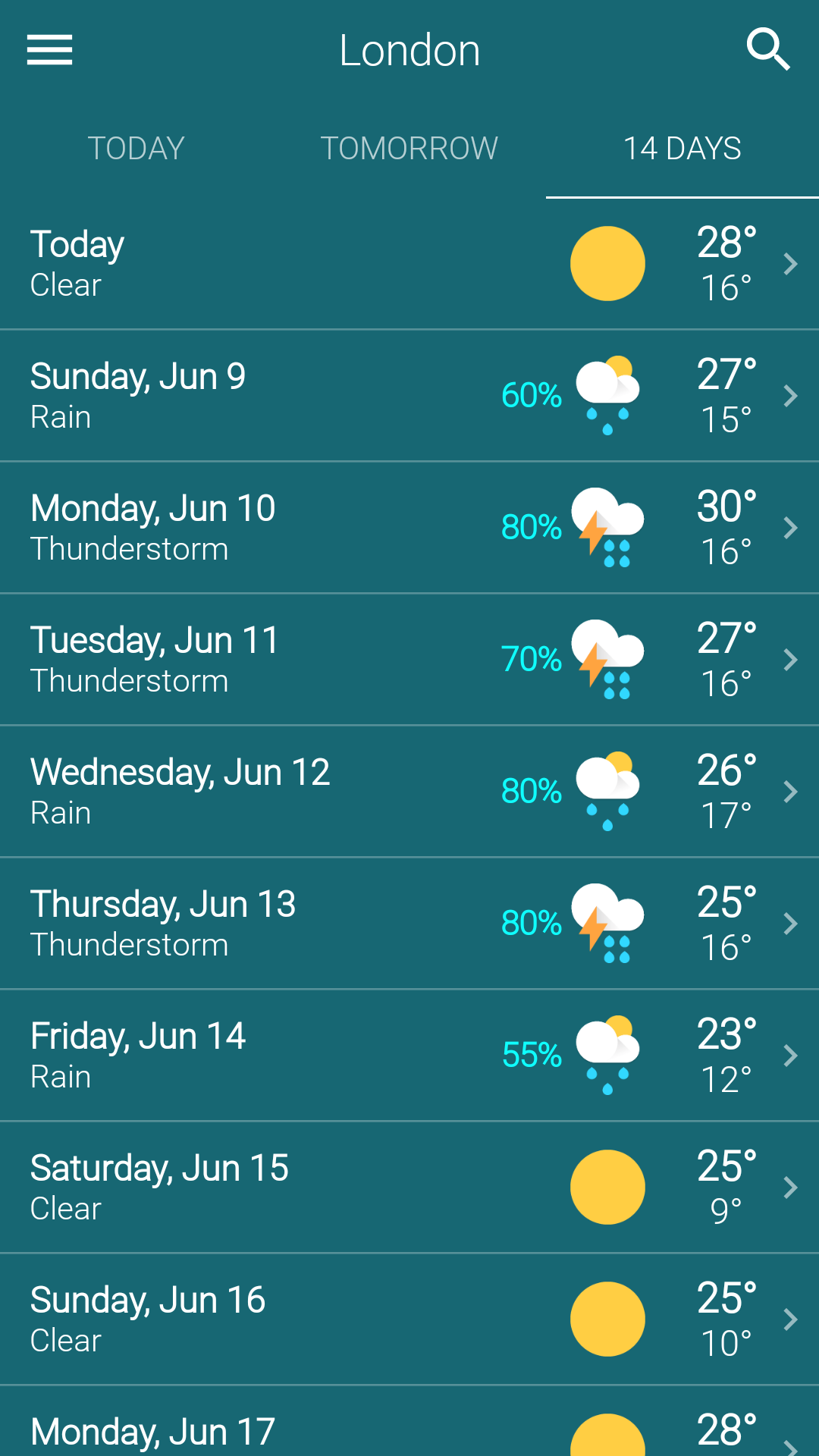اسکرین شات 3 برنامه Weather