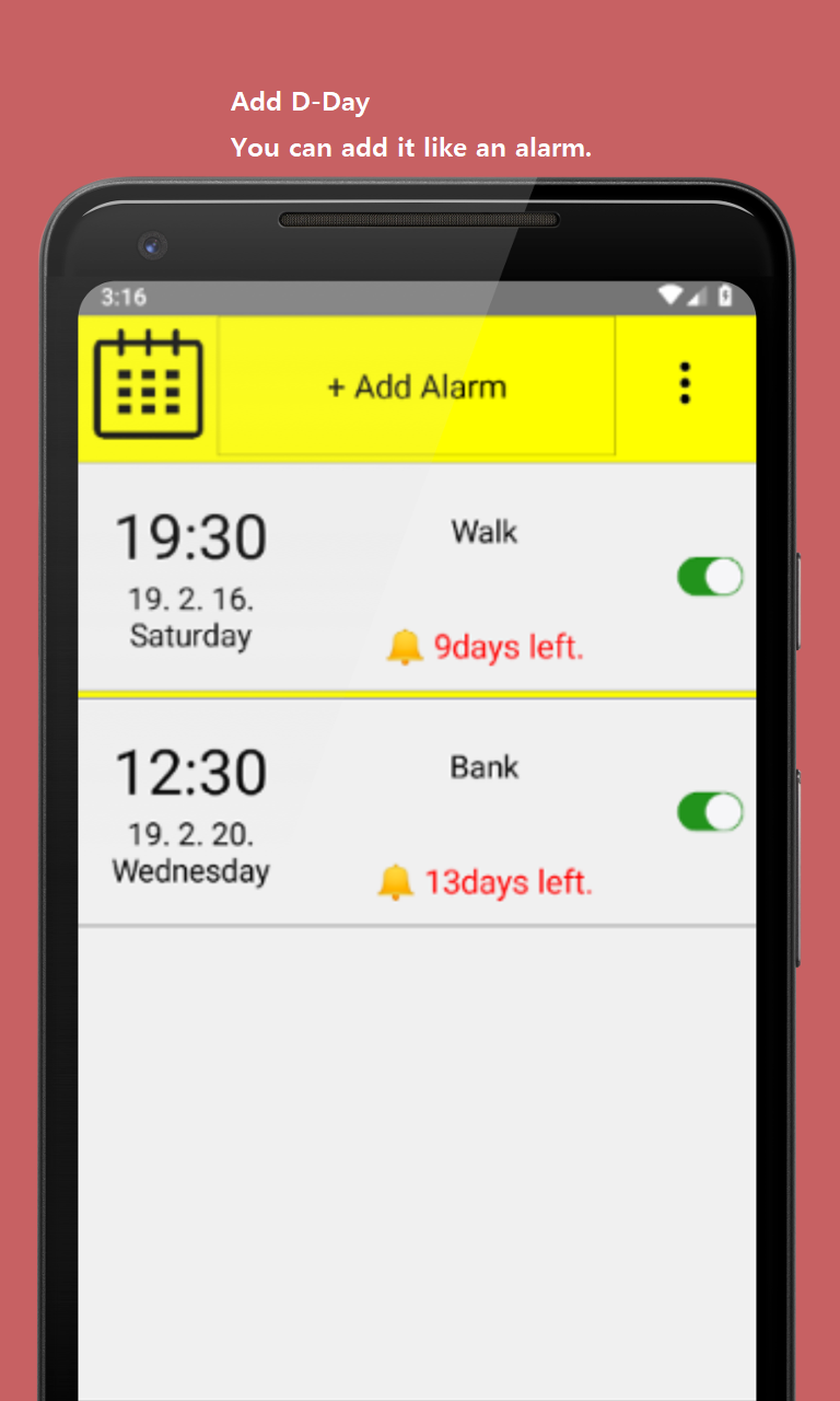 اسکرین شات 3 برنامه Calendar Alarm (D-DAY)