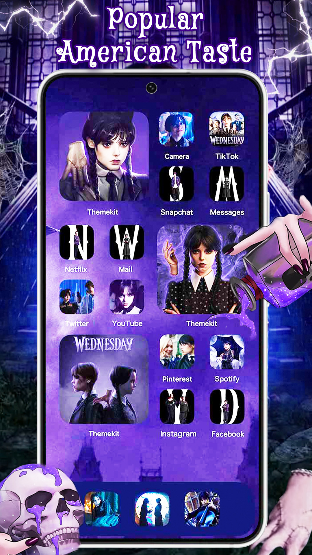 اسکرین شات 2 برنامه Dark Wednesday Theme Launcher