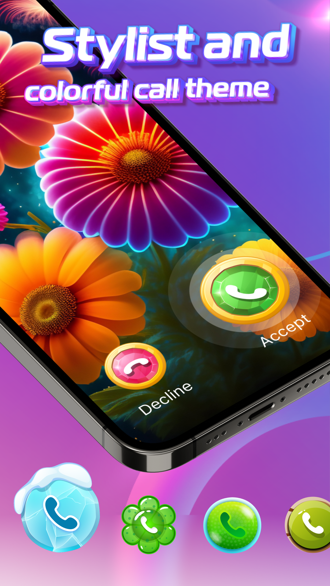 اسکرین شات 1 برنامه Call Screen with Color Themes