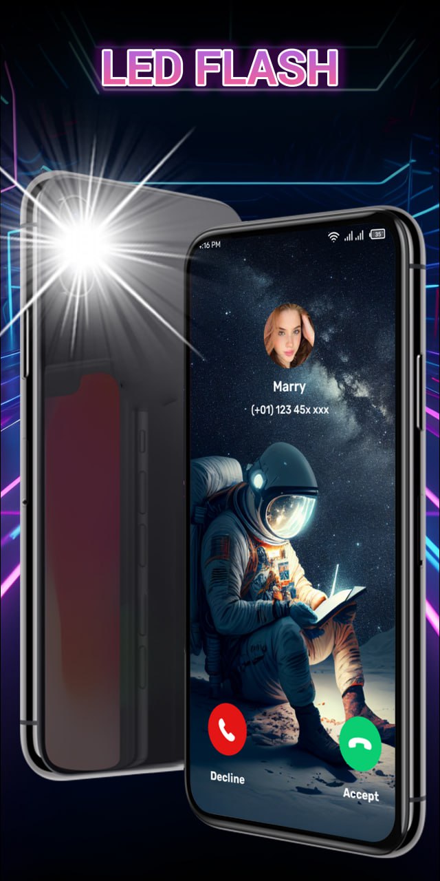 اسکرین شات 2 برنامه Color Call Theme, Call Screen