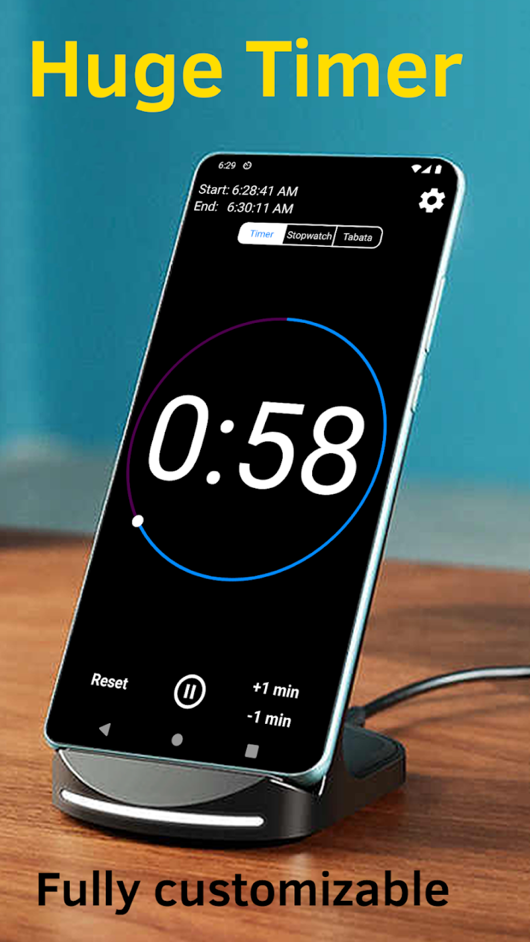 اسکرین شات 1 برنامه Huge Timer Stopwatch Tabata