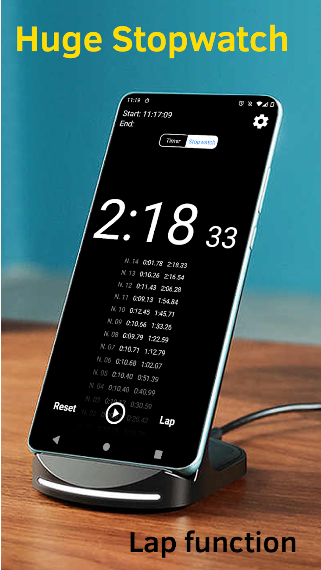 اسکرین شات 5 برنامه Huge Timer Stopwatch Tabata