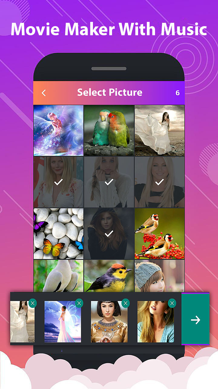 اسکرین شات 1 برنامه Movie Maker With Music - Photo to Video Maker