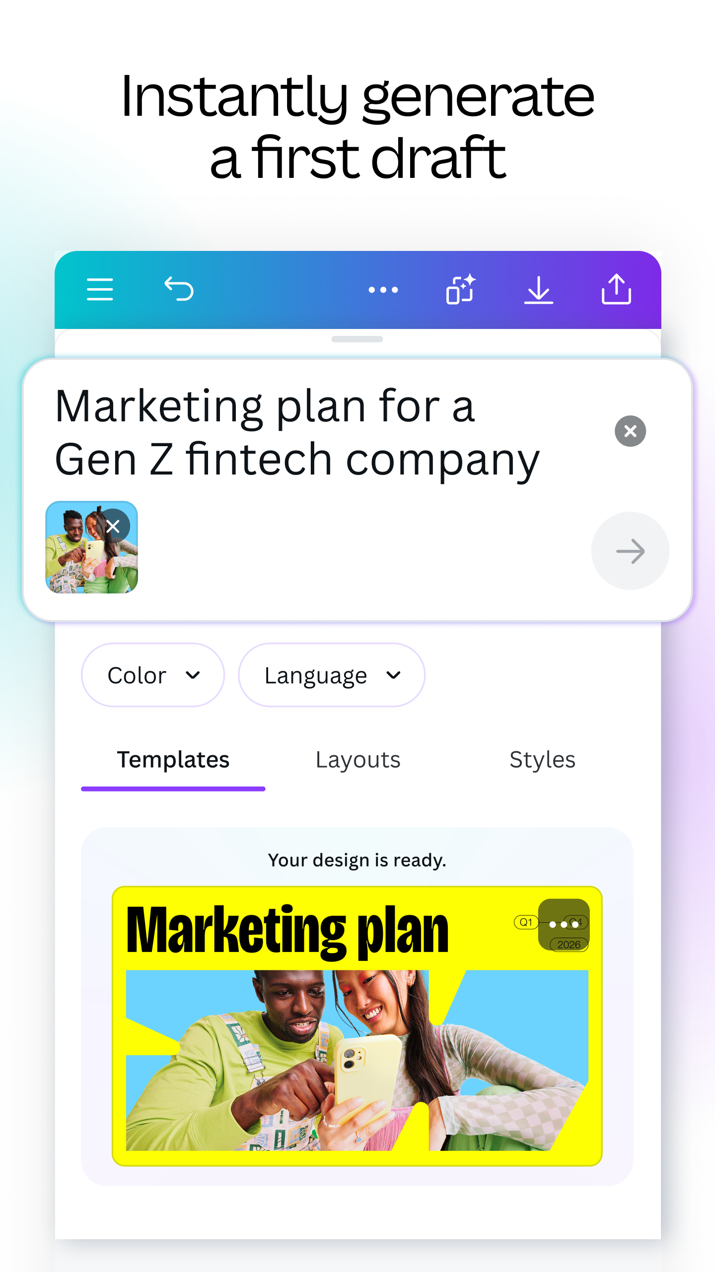 اسکرین شات 2 برنامه Canva: AI Video & Photo Editor