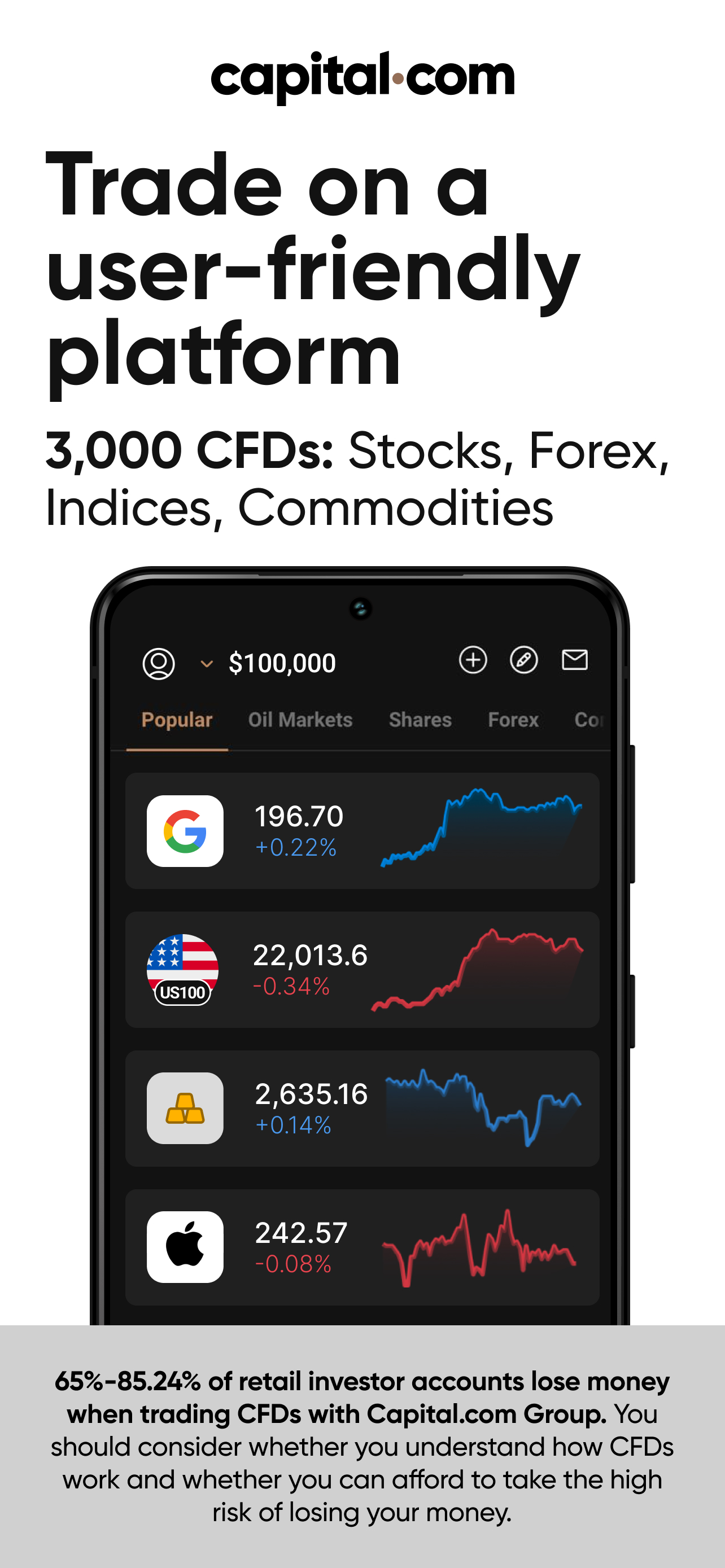 اسکرین شات 1 برنامه Trading app by Capital.com