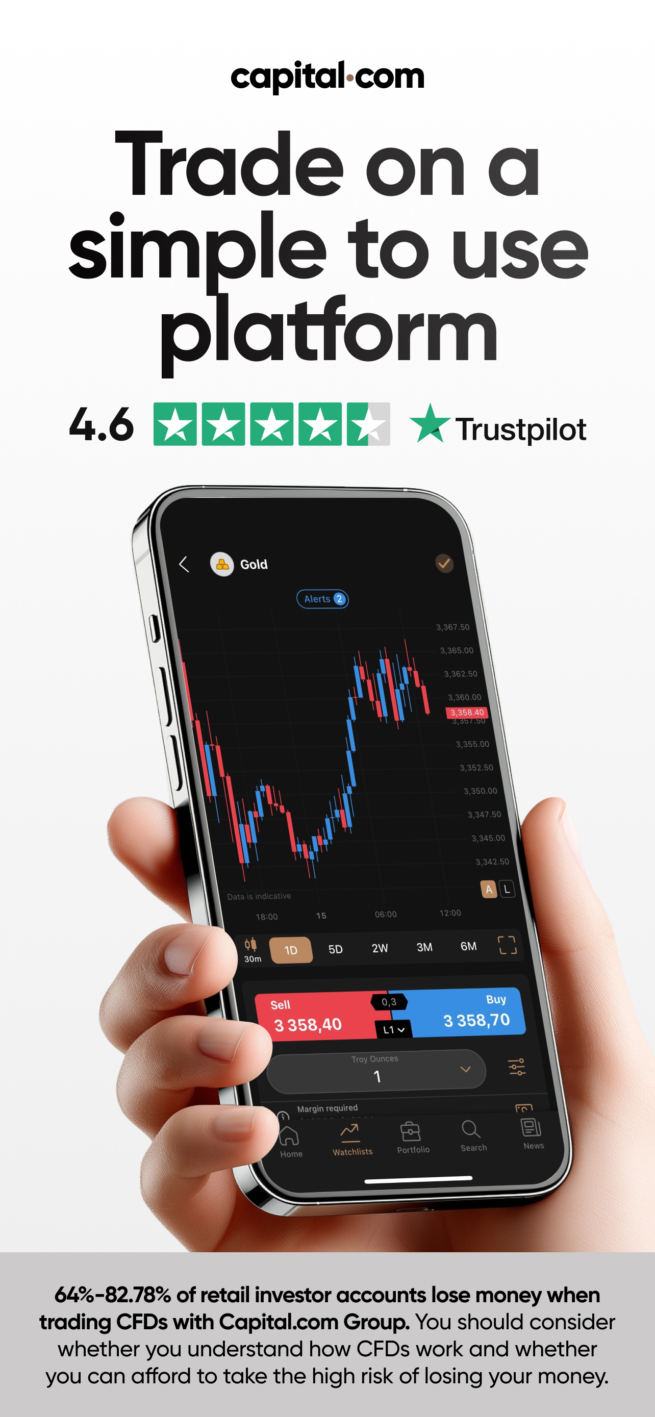 اسکرین شات 1 برنامه Trading app by Capital.com