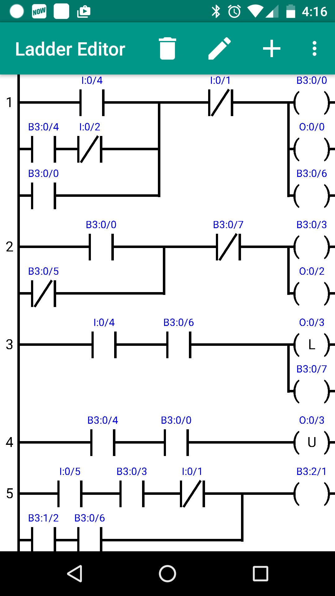 اسکرین شات 1 برنامه PLC Ladder Simulator