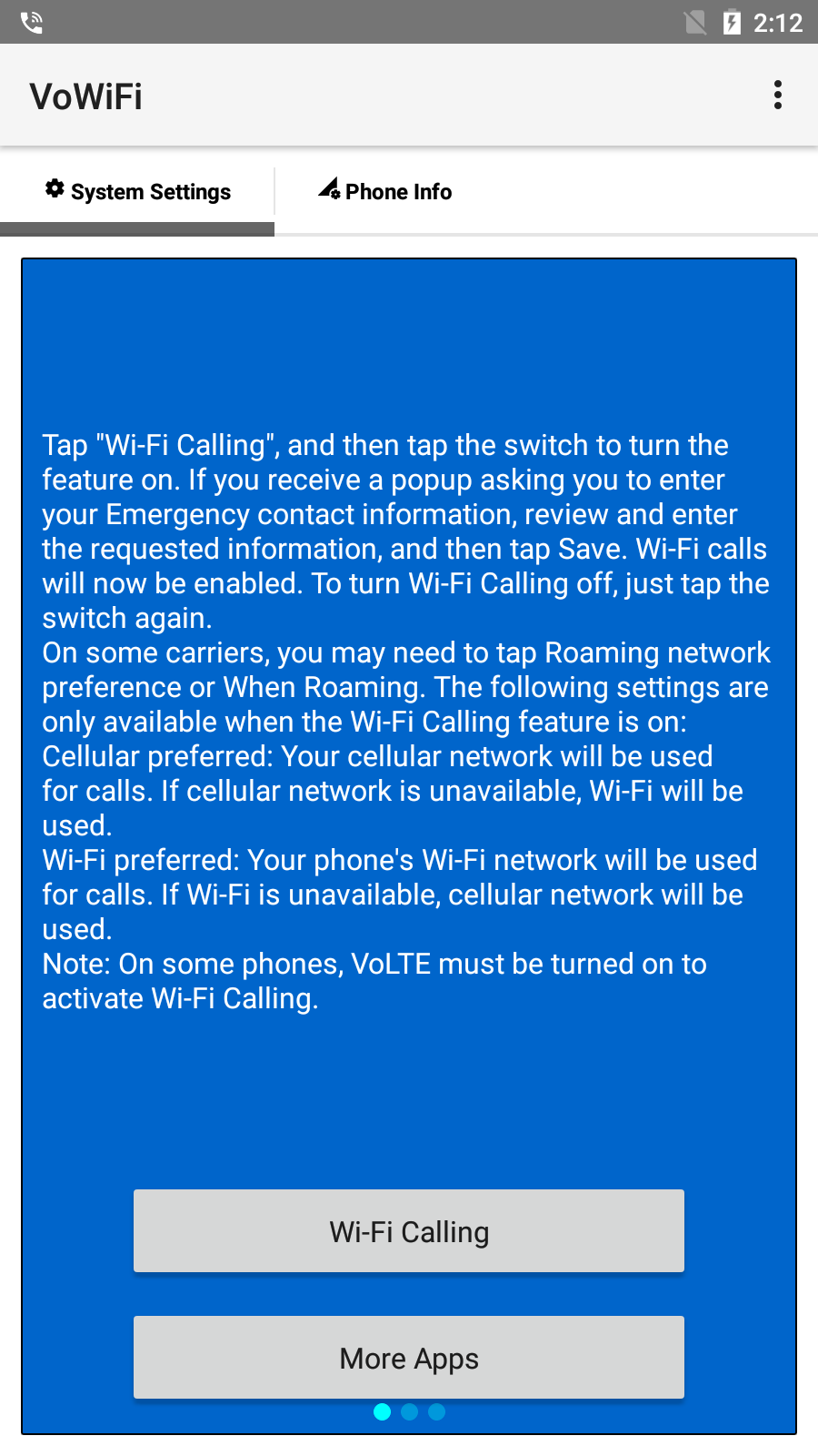 اسکرین شات 1 برنامه VoWiFi (WiFi Calling)
