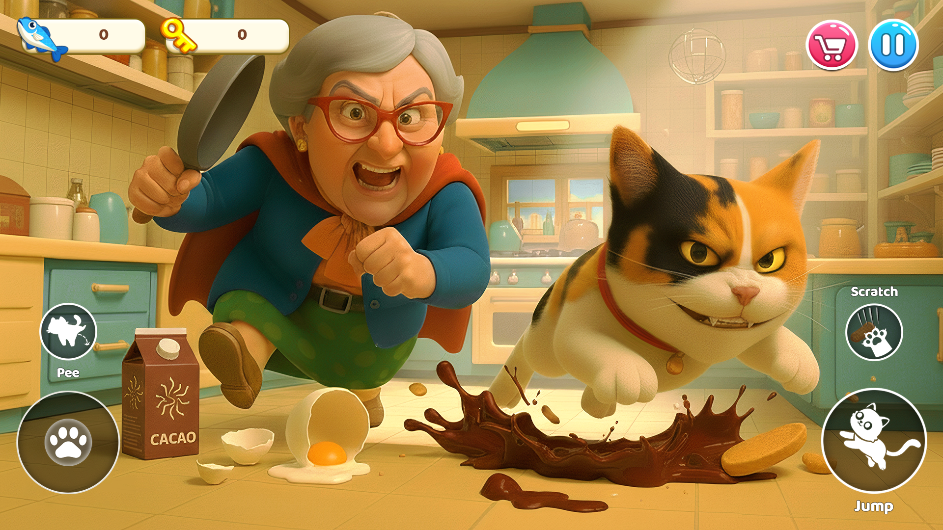 اسکرین شات 1 بازی Cat Mayhem: Gran’s Angry