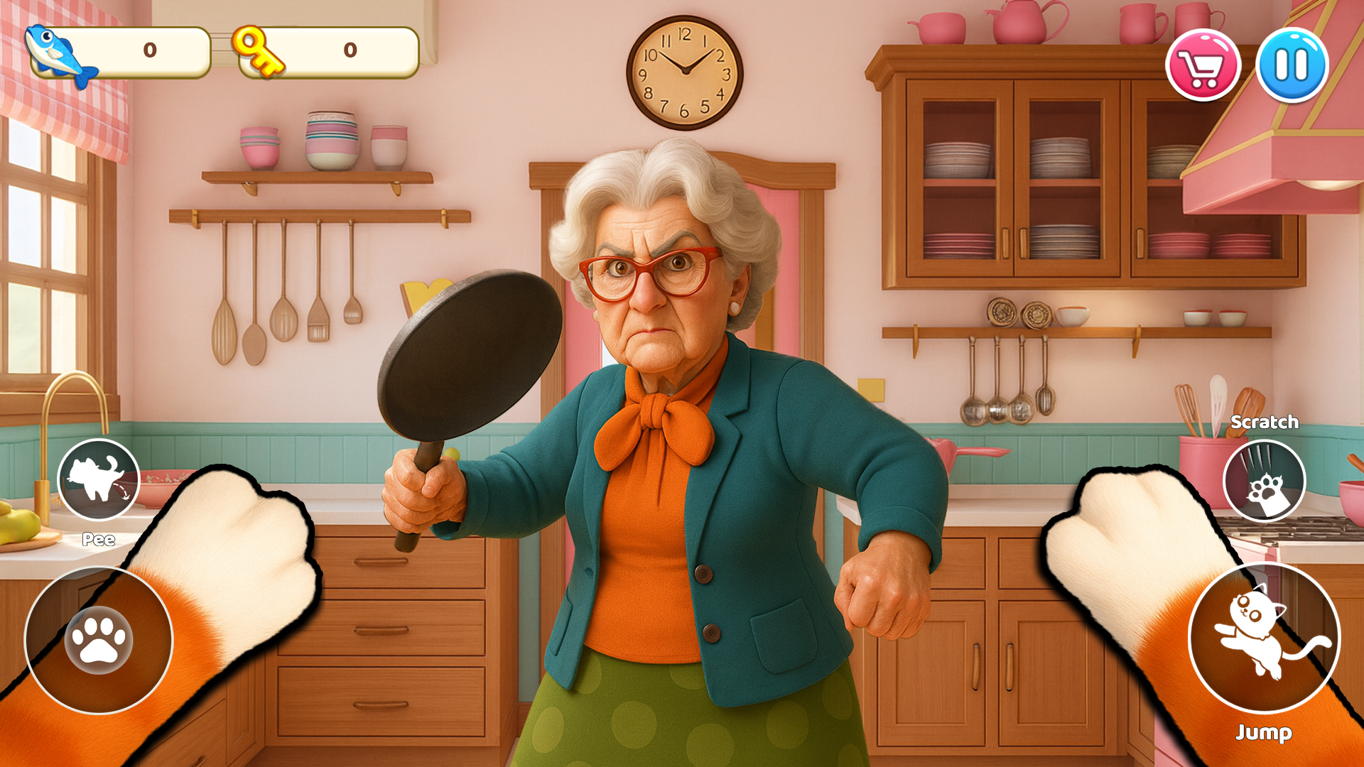 اسکرین شات 2 بازی Cat Mayhem: Gran’s Angry