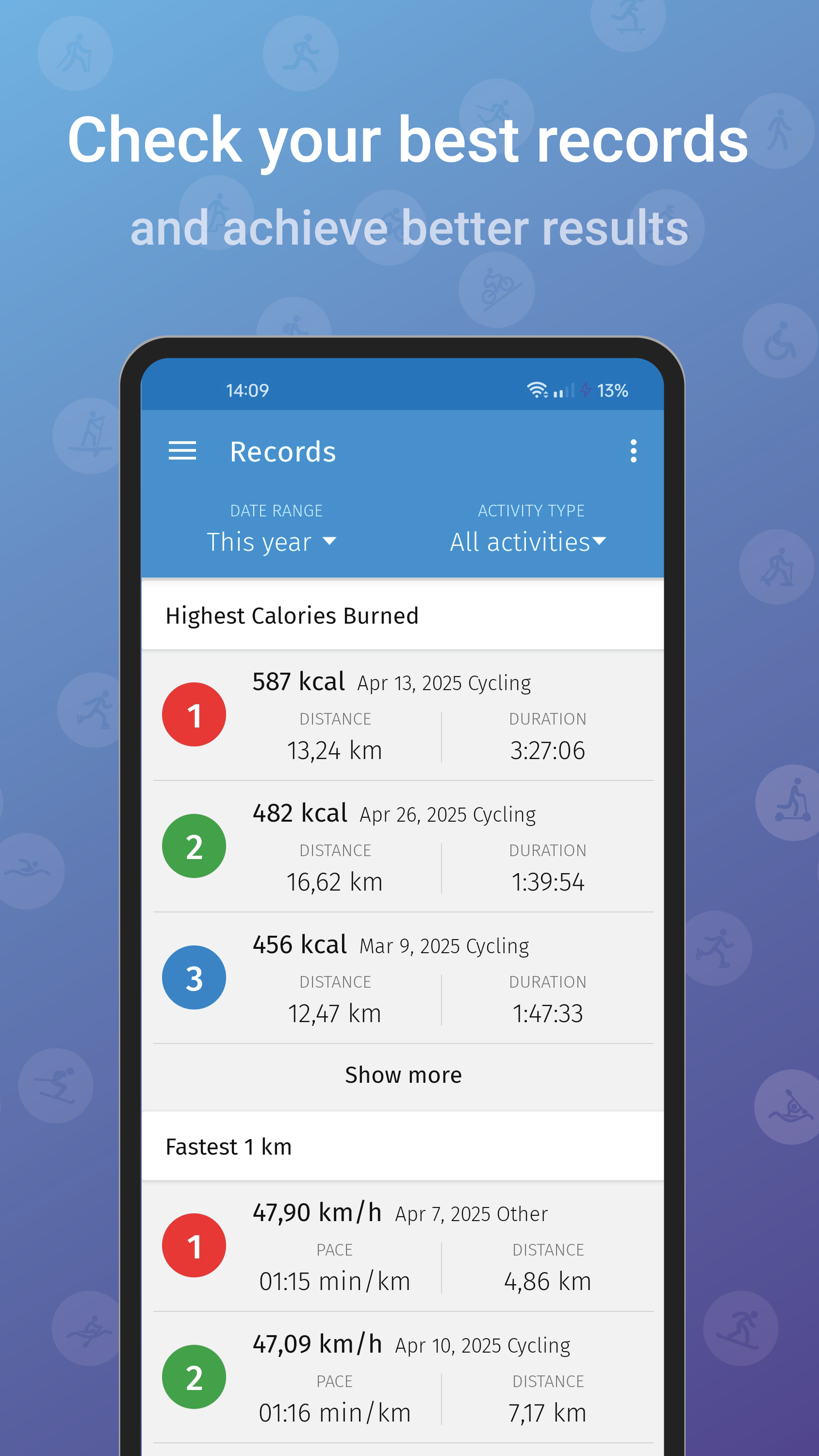 اسکرین شات 5 برنامه Caynax - Running & Cycling GPS