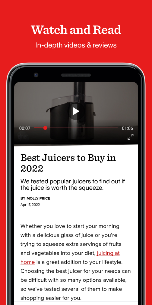 اسکرین شات 2 برنامه CNET: News, Advice & Deals