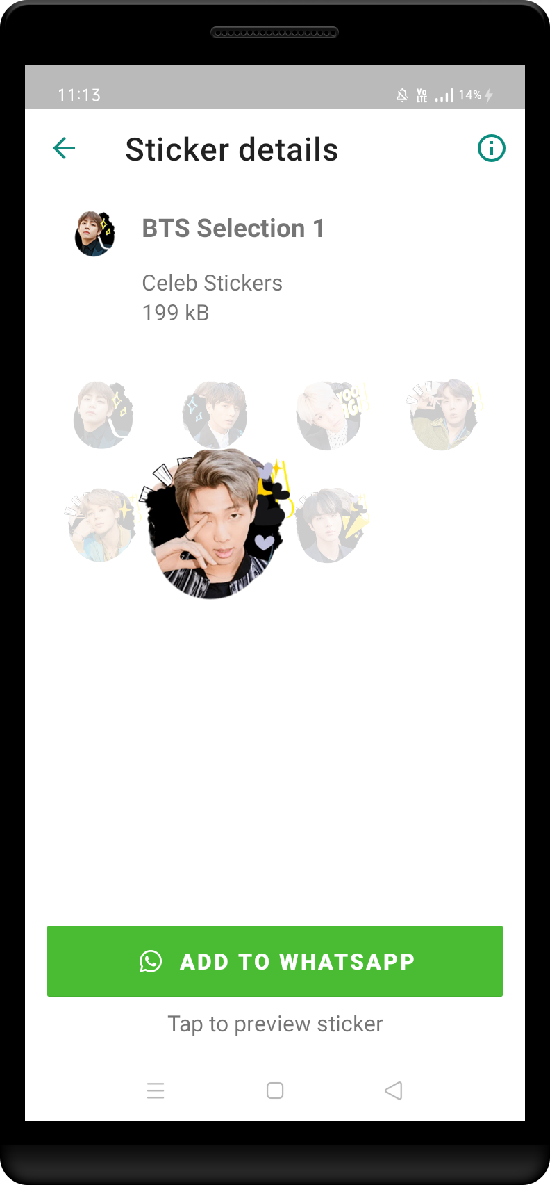 اسکرین شات 6 برنامه BTS Stickers for Whatsapp