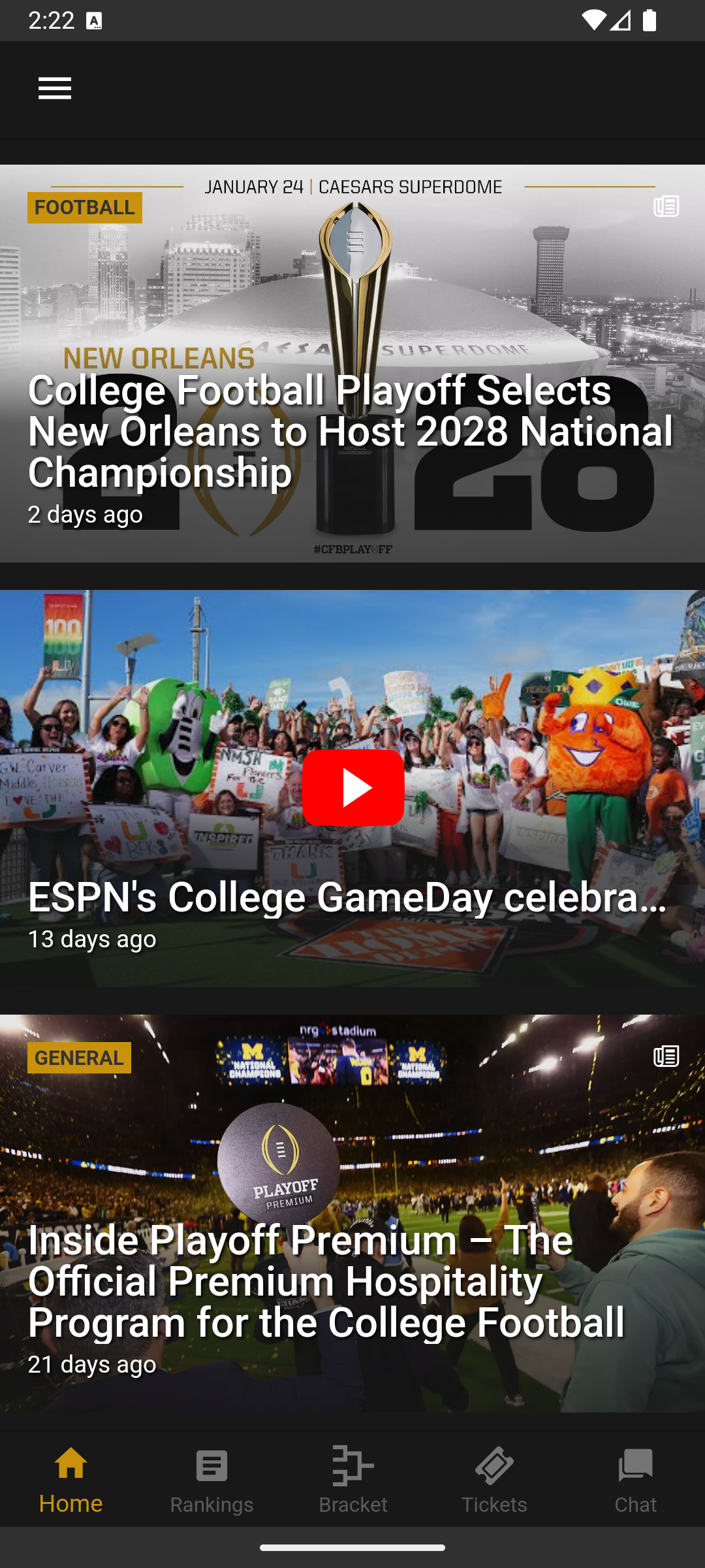 اسکرین شات 1 برنامه College Football Playoff