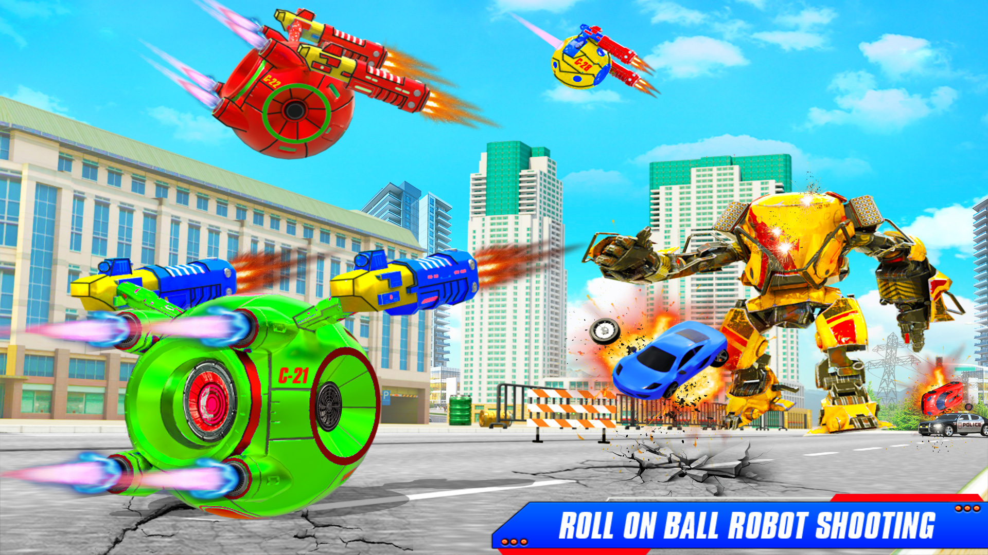 اسکرین شات 2 برنامه Ball Robot Car Transform Game