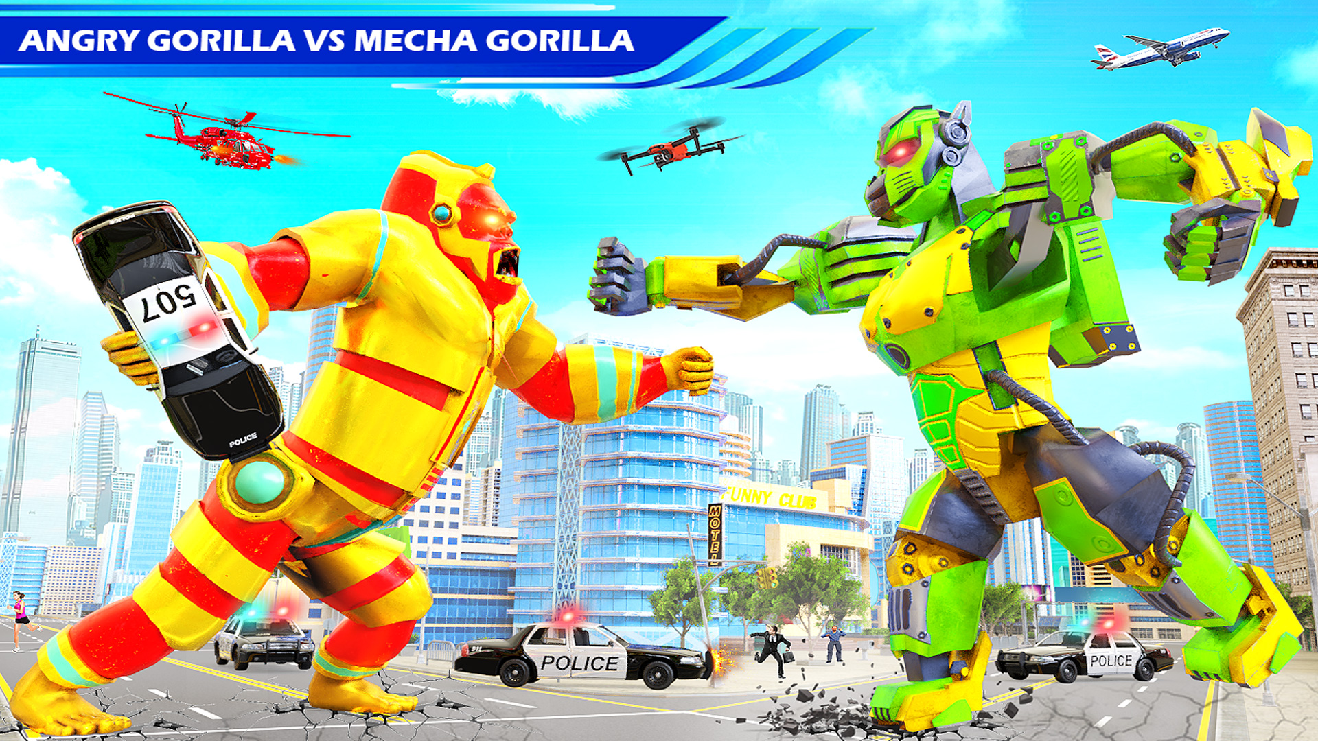 اسکرین شات 1 برنامه Gorilla Robot Bus Robot Car
