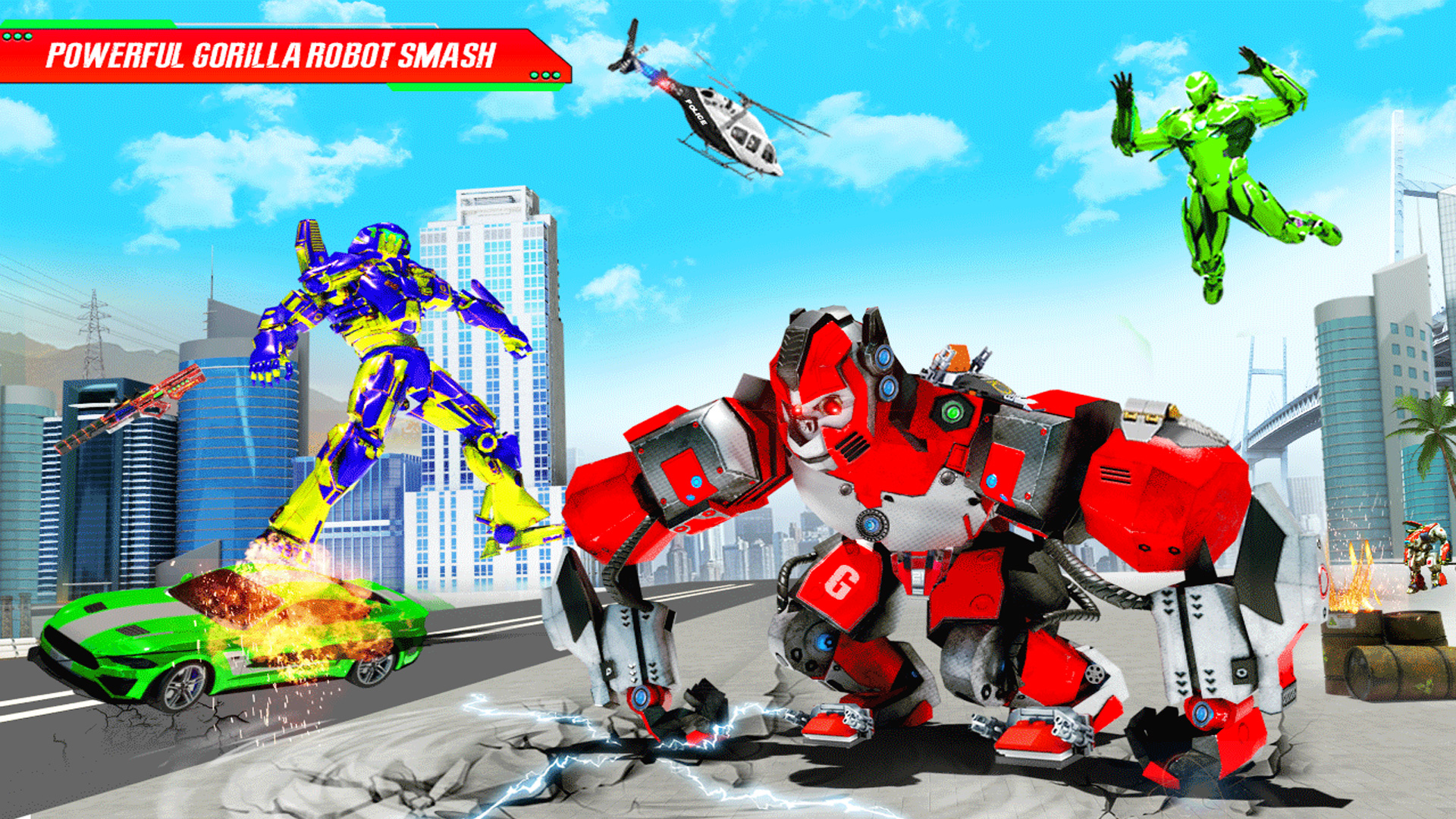 اسکرین شات 5 برنامه Gorilla Robot Bus Robot Car