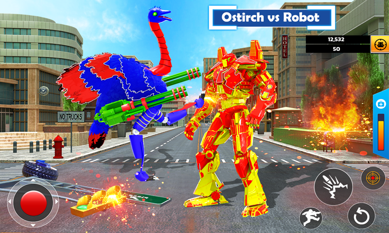 اسکرین شات 1 برنامه Ostrich Air Jet Robot Car Game