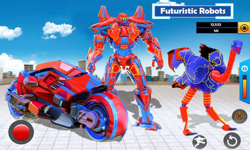 اسکرین شات 2 برنامه Ostrich Air Jet Robot Car Game